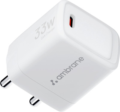 Ambrane 33 W GaN 3 A Wall Charger for Mobile(White)