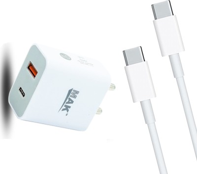 MAK 20 W PD 3.4 A Multiport Mobile Charger with Detachable Cable(White, Cable Included)