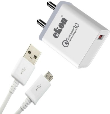 Ekon 3 A Mobile Charger with Detachable Cable(White, Cable Included)