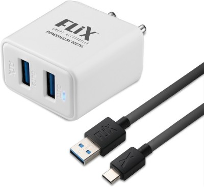 flix 12 W Quick Charge 2.4 A Multiport Mobile (Beetel) XWC-64D 12 W Charger with Detachable Cable(White, Cable Included)