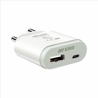 ERD 20 W PD 3 A Wall Charger for Mobile with Detachable Cable(White)