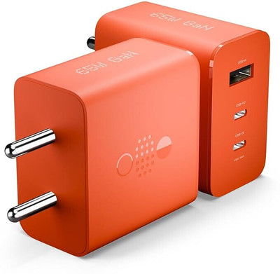 APTIVOS 65 W GaN 3.1 A Wall Charger for Mobile(65Watt USB Type C & Type A Charger Nothing All Phones / iPads / Tabs - Orange)