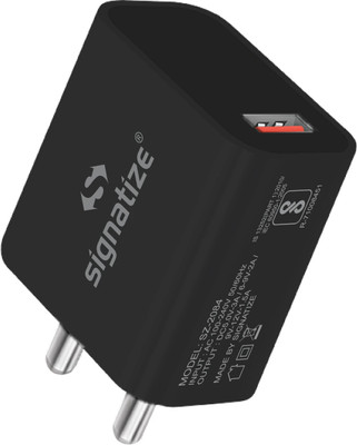 SIGNATIZE Adaptive Charging 3 A Wall Charger for Mobile with Detachable Cable(Black)