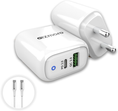Gizmore 20 W PD 3.1 A Wall Charger for Mobile with Detachable Cable(White, Cable Included)