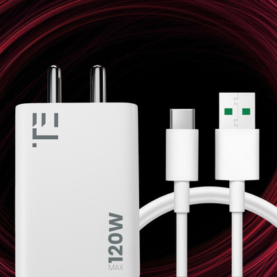 REALFIT 120 W SuperVOOC 6 A Wall Charger for Mobile with Detachable Cable(White3, Cable Included)