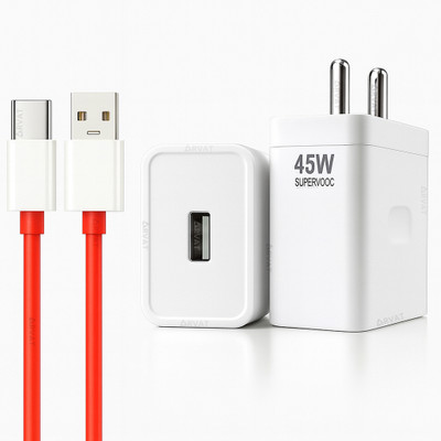 RVAT 45 W SuperVOOC 5 A Wall Charger for Mobile with Detachable Cable(White, Cable Included)