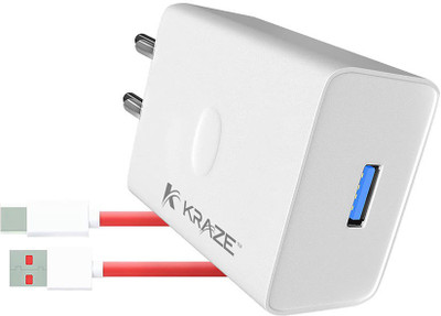 KRAZE 30 W 3 A Wall Charger for Mobile with Detachable Cable(White, Cable Included)