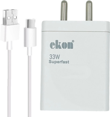Ekon 33 W SuperVOOC 4 A Wall Charger for Mobile with Detachable Cable(White, Cable Included)
