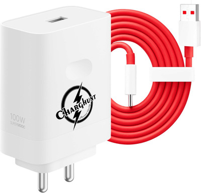 ChargHunt 100 W SuperVOOC 9 A Wall Charger for Mobile with Detachable Cable(White, Red, Cable Included)