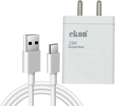 Ekon 33 W Supercharge 3 A Wall Charger for Mobile with Detachable Cable(White, Cable Included)