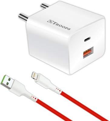 TP TROOPS 30 W 4 A Wall Charger for Mobile with Detachable Cable(30W PD+QC4.0+ios Cable, Cable Included)