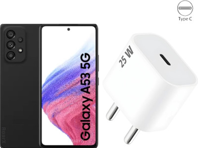 RoarX 25 W Quick Charge 3 A Wall Charger for Mobile(White, 25W Charger adapter type c For Samsung galaxy A53 5G)