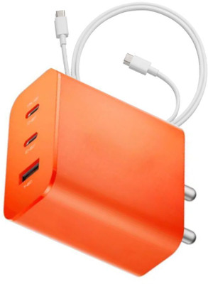 OIITH 65 W GaN 6.5 A Wall Charger for Mobile with Detachable Cable(Orange, Cable Included)