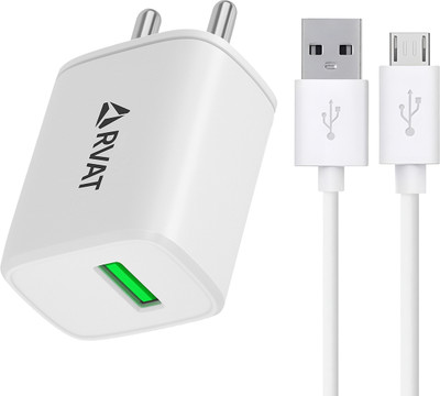 RVAT 18 W Quick Charge 3.1 A Wall Charger for Mobile with Detachable Cable(White, Cable Included)