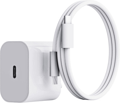 RoarX 25 W Adaptive Charging 3 A Wall Charger for Mobile with Detachable Cable(25W PD Fast Charger For iphone 15/15 Pro with Nylon Braided Type C to C Cable, Cable Included)