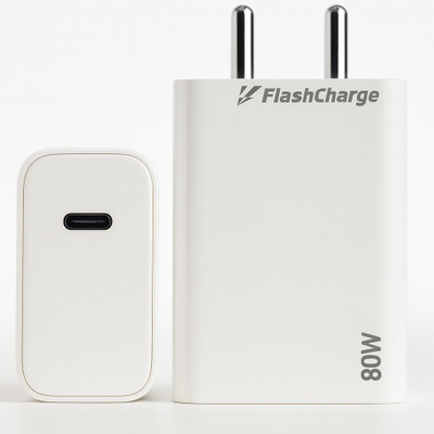 SB 80 W Quick Charge 7.3 A Wall Charger for Mobile with Detachable Cable(White, Cable Included)