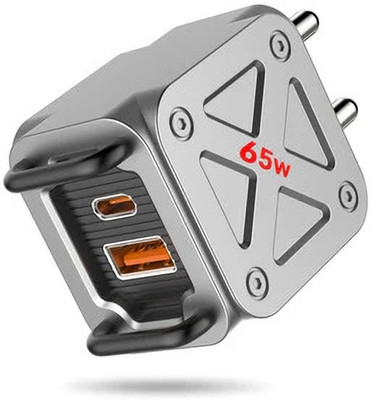 retold 65 W Quick Charge 3 A Multi-pin Wall Charger for Mobile with Detachable Cable(Silver, Cable Included)