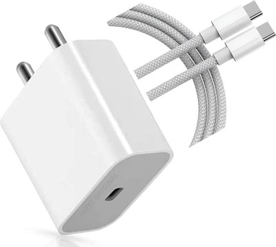 AVEVOUR ORIGINAL 20 W PD 2.1 A Wall Charger for Mobile with Detachable Cable(Compatible with app.Ie i phone 15 Pro Max, 15 Pro, 15 ,15 plus (20W Adapter, White, Cable Included)