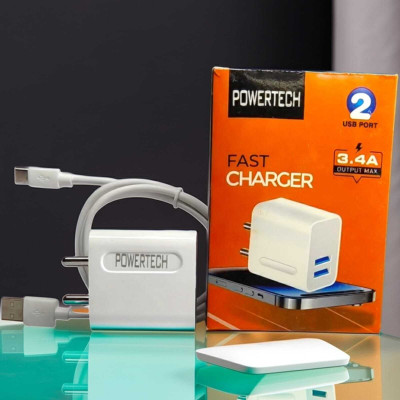POWERTECH Warp 3.4 A Wall Charger for Mobile with Detachable Cable(White)