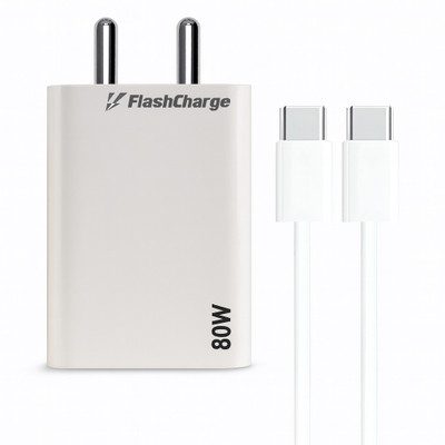 RVAT 80 W Quick Charge 7.3 A Wall Charger for Mobile with Detachable Cable(White, Cable Included)