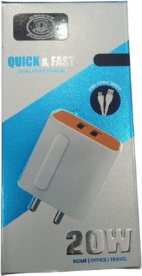 UnicornGlazz Wall Charger for Mobile with Detachable Cable(White)
