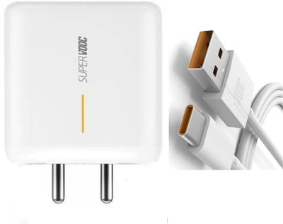 ryumux 65 W SuperVOOC 6.5 A Wall Charger for Mobile with Detachable Cable(65W SuperVOOC 6 A 65 Watt-VOOC, Dart, WARP, Wall Charger, Cable Included)