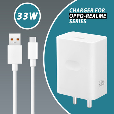 Safa 33 W SuperVOOC 3.4 A Wall Charger for Mobile with Detachable Cable(For Realme C67 / C65 / C55 / C51 / C35 / 11x 5G, White, Cable Included)