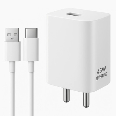 RVAT 45 W SuperVOOC 5 A Wall Charger for Mobile with Detachable Cable(White, Cable Included)