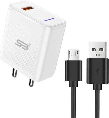 SB 18 W Quick Charge 3.1 A Wall Charger for Mobile with Detachable Cable(White, Fast charging for supported device, Cable Included)