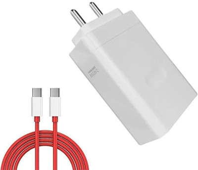 Avaxon 100 W SuperVOOC 9 A Wall Charger for Mobile with Detachable Cable(White/Red, Cable Included)