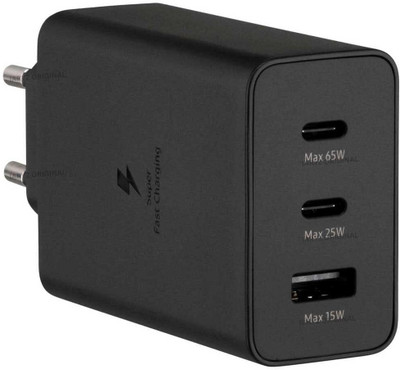 MARS 65 W Quick Charge 3 A 3 Port Mobile Charger(65W 3-Port Fast Charging Wall Charger Adapter Compatible for Samsung Galaxy)