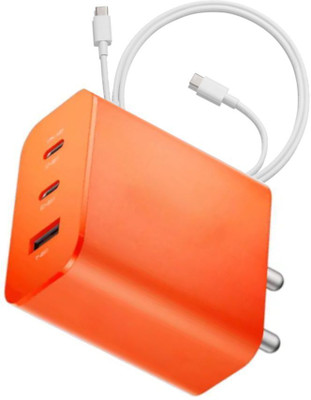 OIITH 65 W GaN 6.5 A Wall Charger for Mobile with Detachable Cable(Orange, Cable Included)