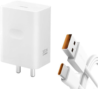 Sendrata 33 W SuperVOOC 3.1 A Wall Charger for Mobile with Detachable Cable(White C51/C55, Cable Included)