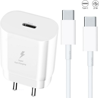 RoarX 25 W Quick Charge 3 A Mobile Charger with Detachable Cable(White, 25W Super Fast Charging For Samsung M33/F23/F41/M51/A51/A42/M53 5G Charger)