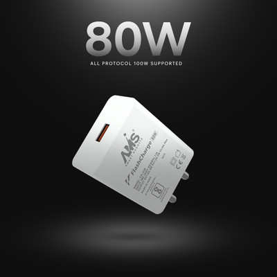 AMS 80 W SuperVOOC 6 A Wall Charger for Mobile(White)