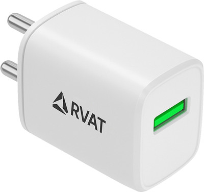 RVAT 18 W Qualcomm 3.0 3.1 A Wall Charger for Mobile with Detachable Cable(White)