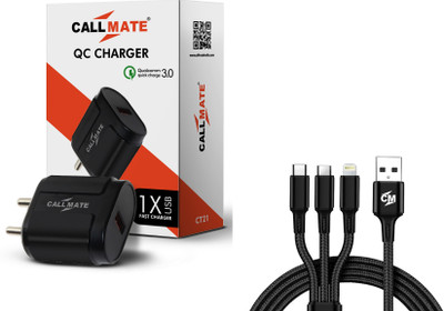 Callmate 18 W Qualcomm 3.0 3.1 A Wall Charger for Mobile with Detachable Cable(Black, Cable Included)