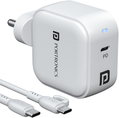 Portronics 45 W GaN 3 A Wall Charger for Mobile with Detachable Cable(White, Cable Included)