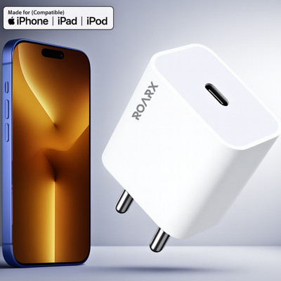 RoarX 20 W Quick Charge 3 A Wall Charger for Mobile(White, Compatible iphone 15 adapter original apple)