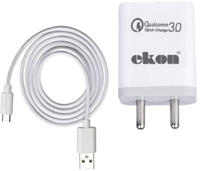 Ekon 18 W Quick Charge 3 A Mobile Charger with Detachable Cable(White, Cable Included)