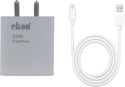 Ekon 33 W Supercharge 3 A Mobile Charger with Detachable Cable(White, Cable Included)