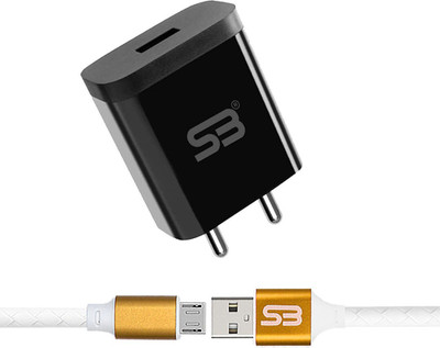 SB 12 W 3.4 A Wall Charger for Mobile with Detachable Cable(Black, Cable Included)