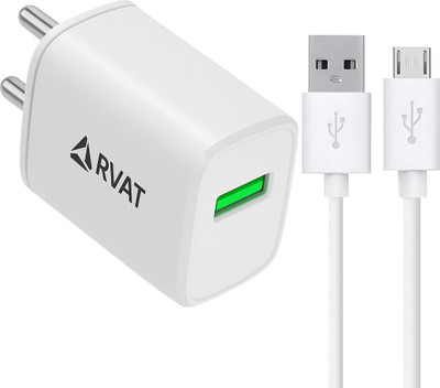 RVAT 18 W Qualcomm 3.0 3.1 A Wall Charger for Mobile with Detachable Cable(White, Cable Included)