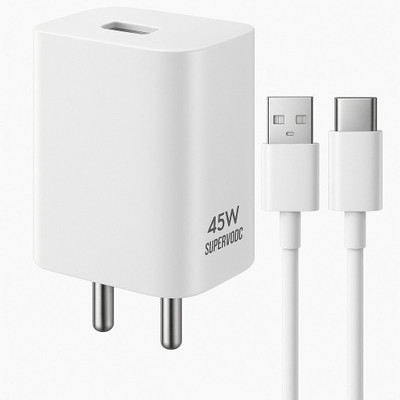 RVAT 45 W SuperVOOC 5 A Wall Charger for Mobile with Detachable Cable(White, Cable Included)
