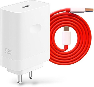 Unique4Ever 100 W SuperVOOC 5 A Wall Charger for Mobile with Detachable Cable(White, Red)