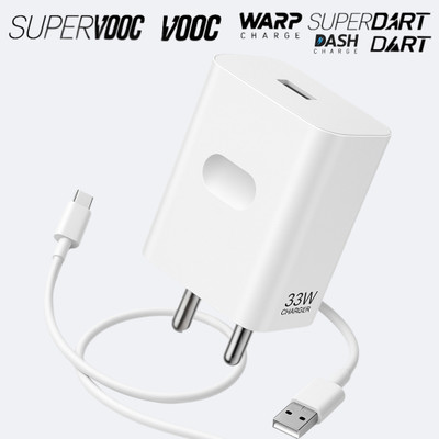 TechBlaze 33 W SuperVOOC 3 A Wall Charger for Mobile with Detachable Cable(White, Cable Included)