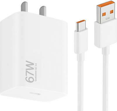 Syshri 67 W Qualcomm 3.0 6 A Wall Charger for Mobile with Detachable Cable(Compatible With Mi Xiaomi Redmi Poco Series & All Other Type C Devices, Cable Included)