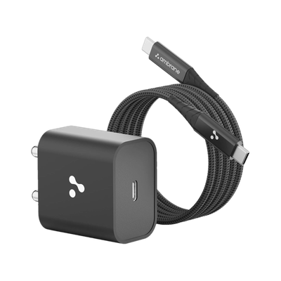 Ambrane 20 W PD 3 A Wall Charger for Mobile with Detachable Cable(Black, Cable Included)