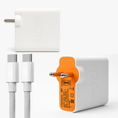 SB 120 W Quick Charge 6 A Wall Charger for Mobile with Detachable Cable(White, Cable Included)
