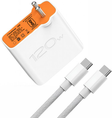 shopbucket 120 W Quick Charge 6 A Wall Charger for Mobile with Detachable Cable(White, Cable Included)